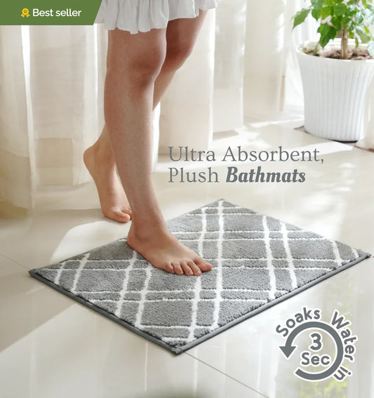 Knitted Geo Diamond Bathmat - Slate Grey