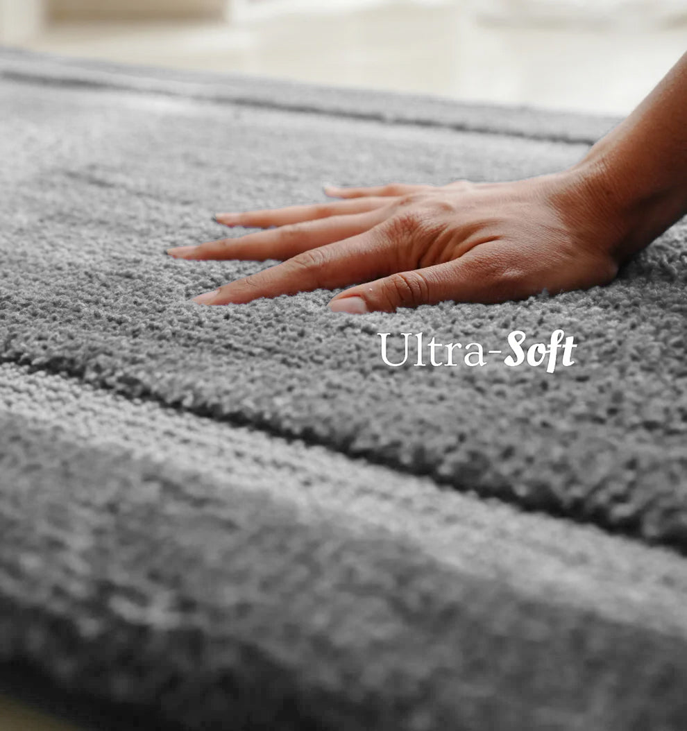 Classic Knitted Border Foam Padded Bathmat - Misty Harbor