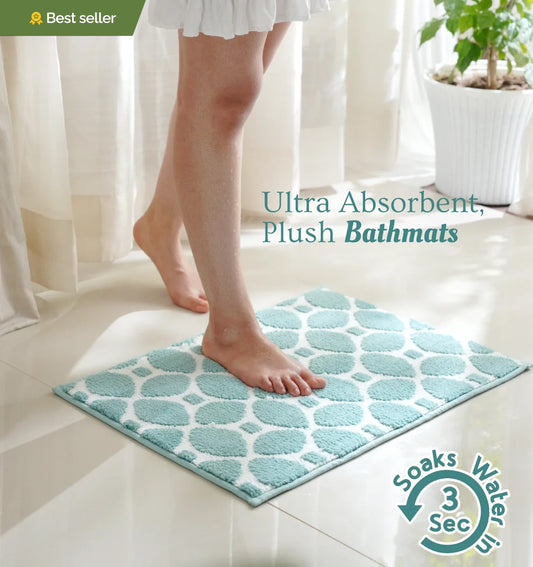 Knitted Geo Luxe Bathmat - Icy Teal