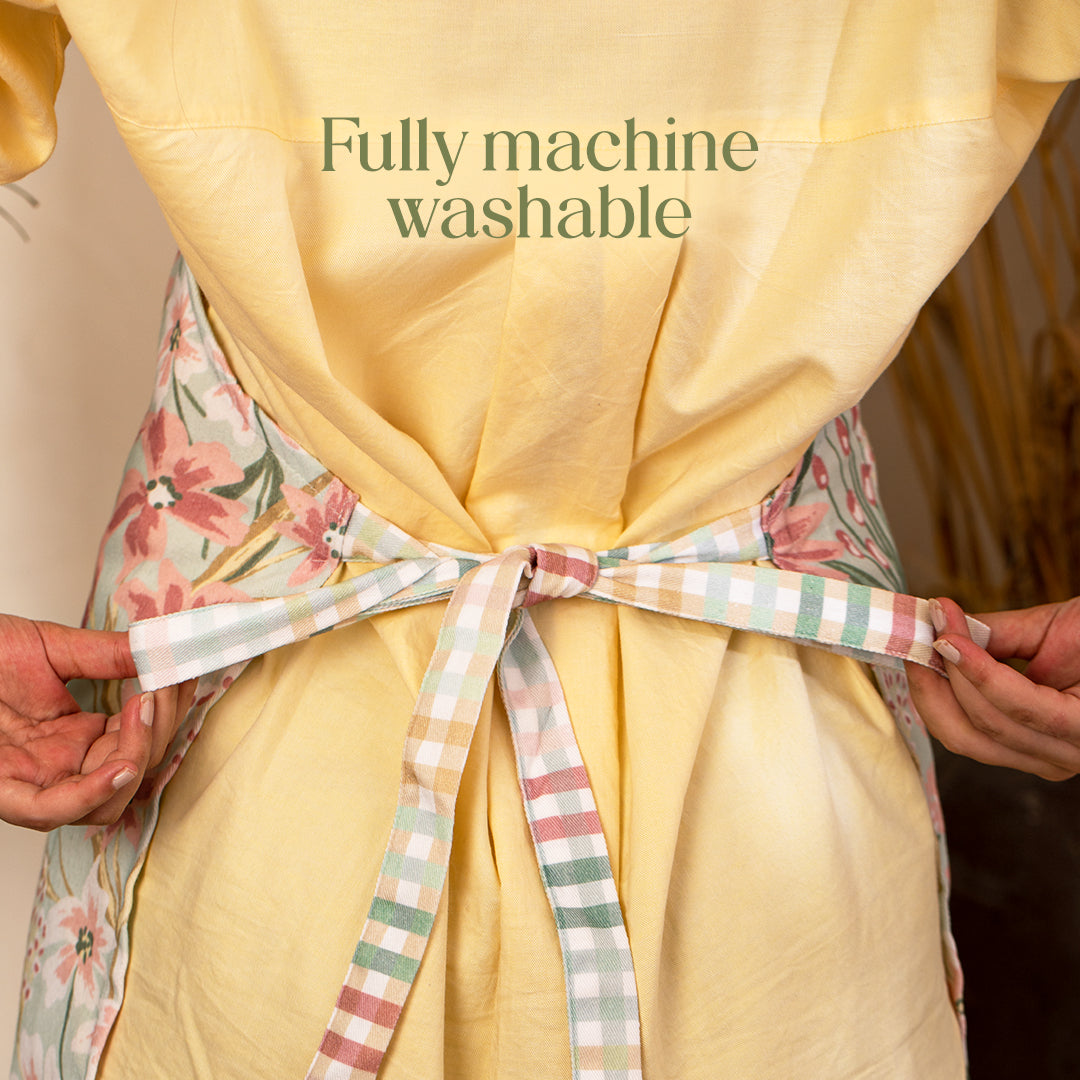 Paudha’s Functional and Aesthetic Apron with Plaid - Blush Bloom