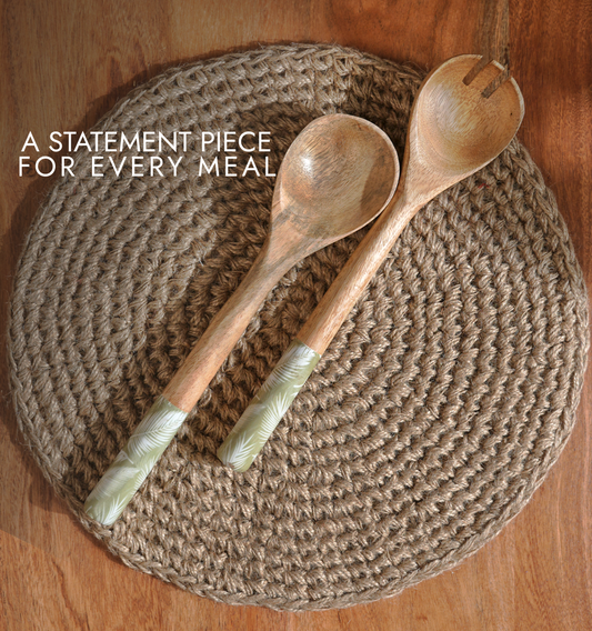 Sagenest Enameled Wooden Salad Spoon - Set of 2