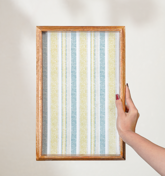 Artisan Striped Enameled Rectangular Serving Tray