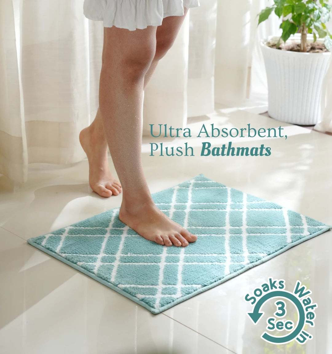 Knitted Geo Diamond Bathmat - Arctic Teal