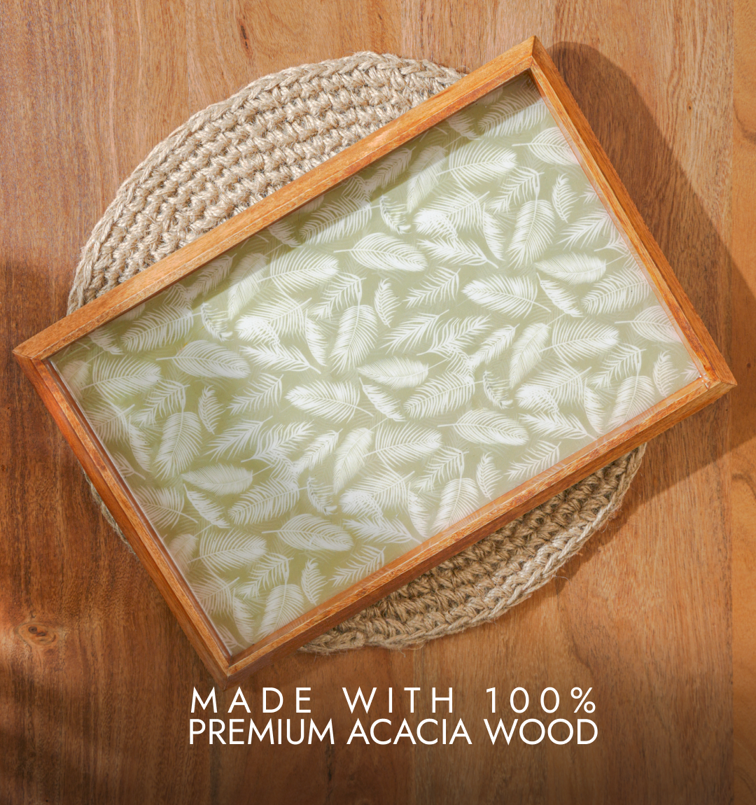 SageNest Inlaid Wooden Tray
