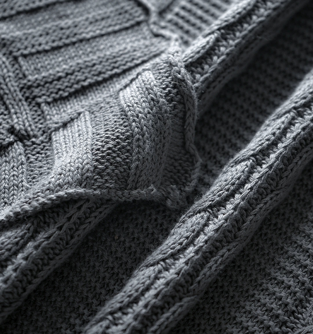 Paudha’s Exquisite Windsor Luxe All-Season, Breathable, 100% Cotton Knitted Sofa Throw - Frosted Granite