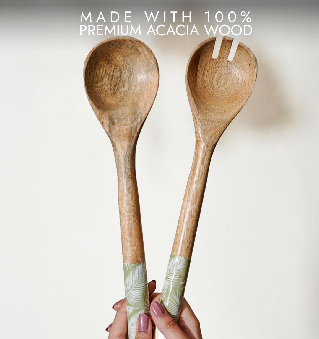 Sagenest Enameled Wooden Salad Spoon - Set of 2