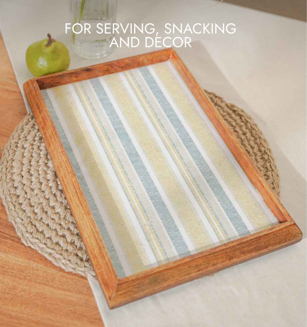 Artisan Striped Enameled Rectangular Serving Tray