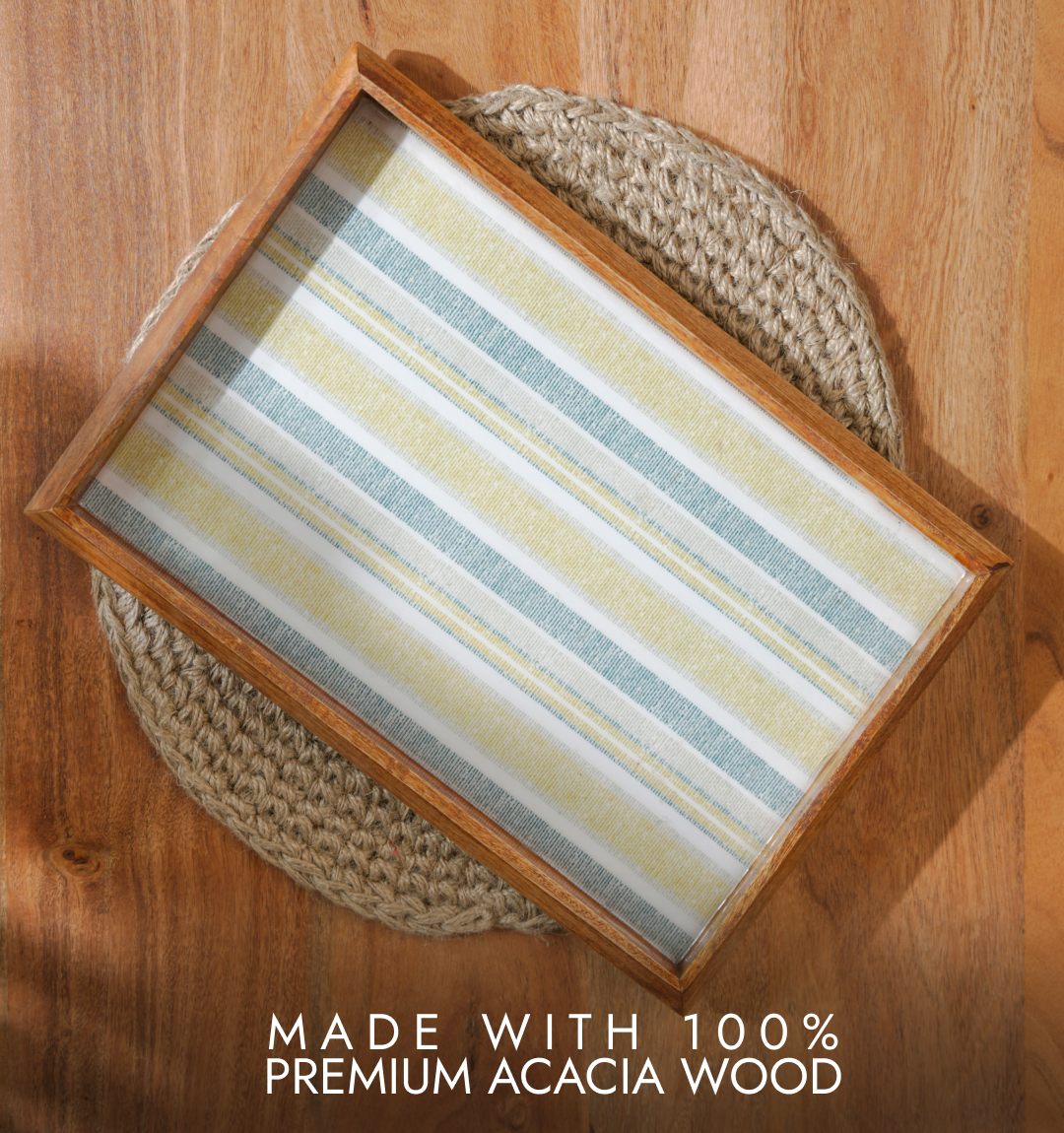 Artisan Striped Enameled Rectangular Serving Tray
