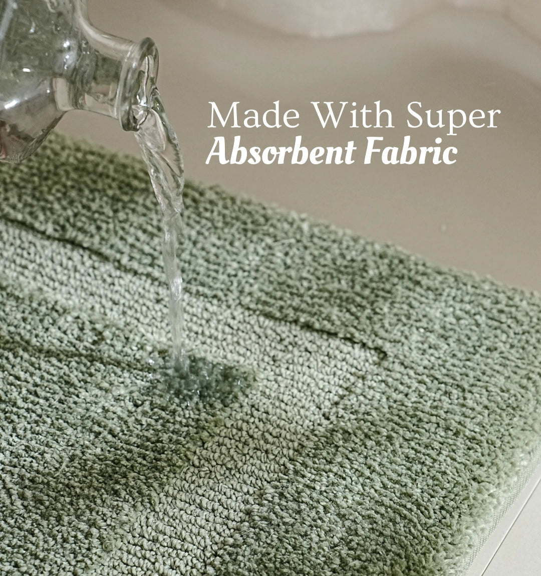 Classic Knitted Border Foam Padded Bathmat - Moss Sage