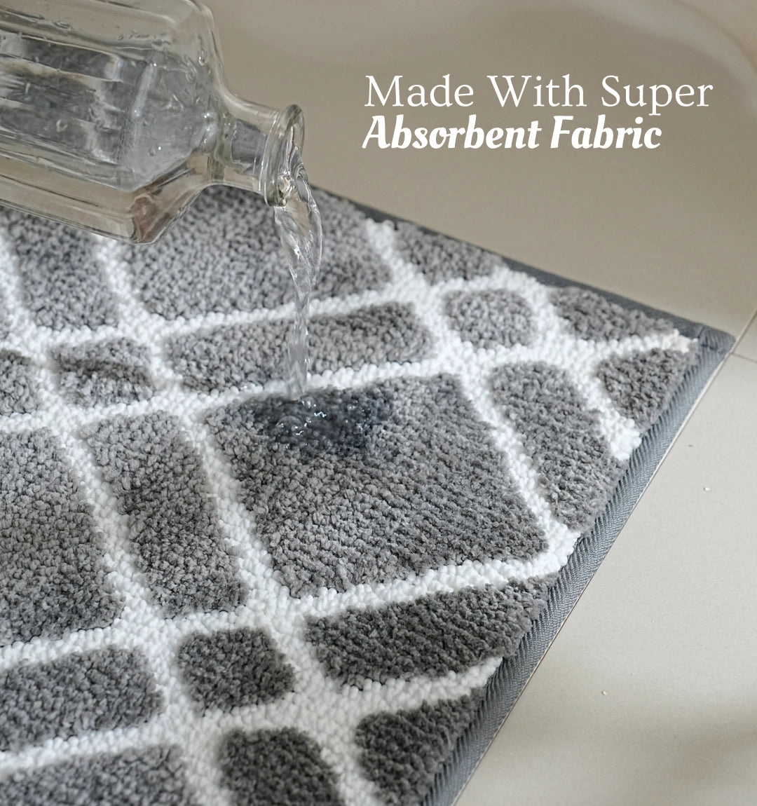 Knitted Geo Diamond Bathmat - Slate Grey