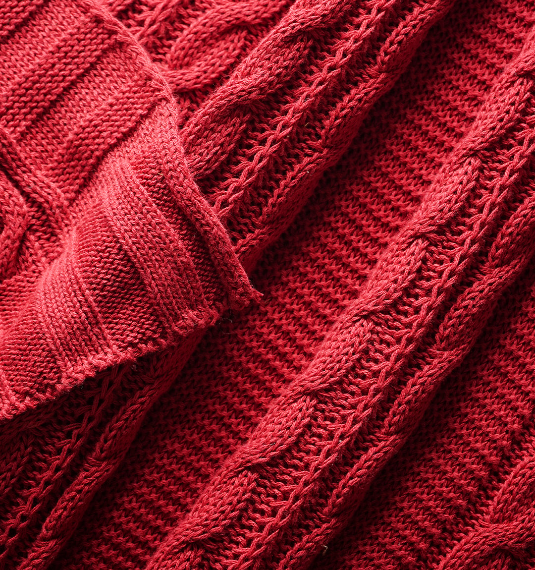 Paudha’s Exquisite Windsor Luxe All-Season Breathable 100% Cotton Knitted Sofa Throw - Rustic Flame