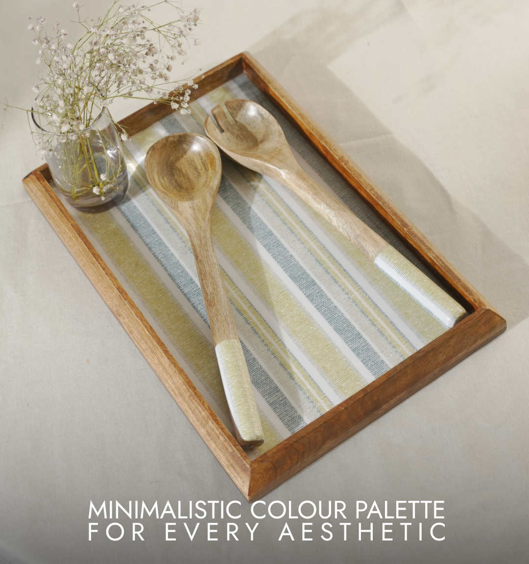 Artisan Striped Enameled Rectangular Serving Tray
