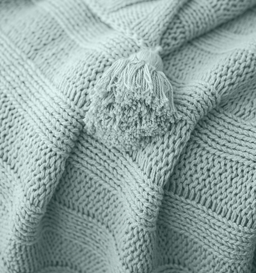 Paudha’s Exquisite All-Season Textured Threadwork High Low Cotton Breathable Knitted Sofa Throw - Glacial Blue