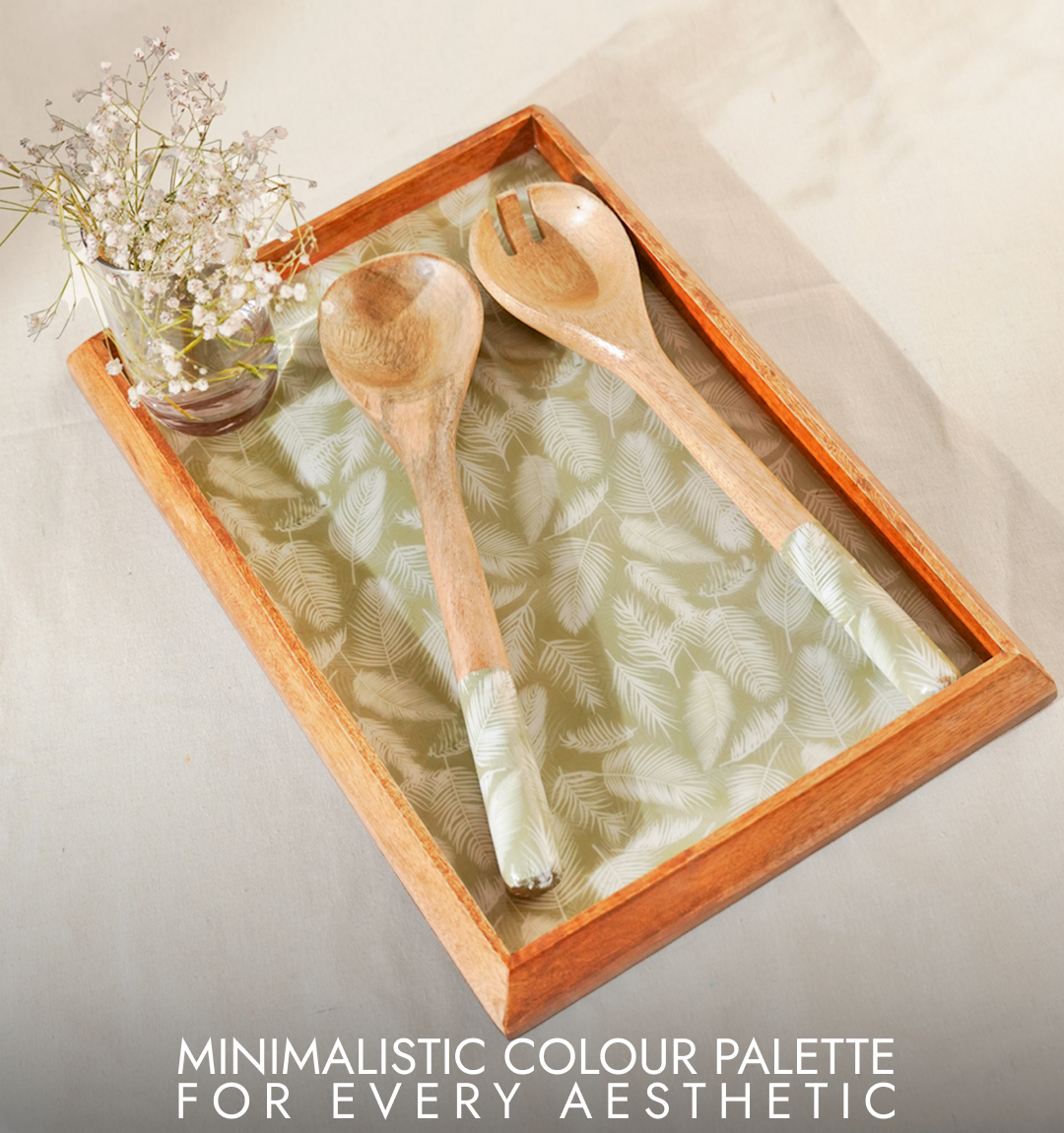 SageNest Inlaid Wooden Tray