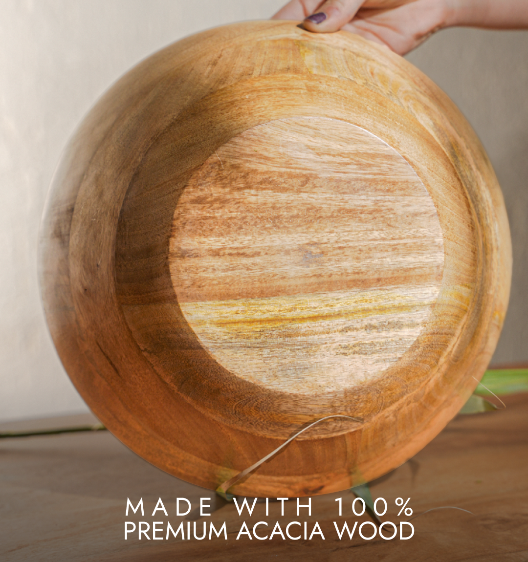 Artisan Striped Inlaid Wooden Bowl