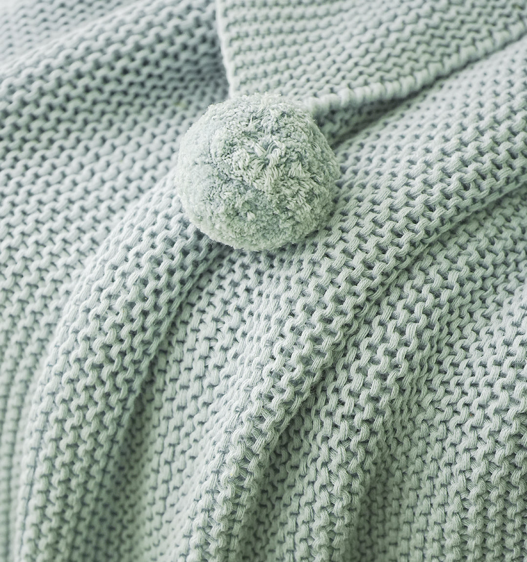 Paudha’s Exquisite All-Season Breathable 100% Cotton Wavy Knitted Sofa Throw - Arctic Blue