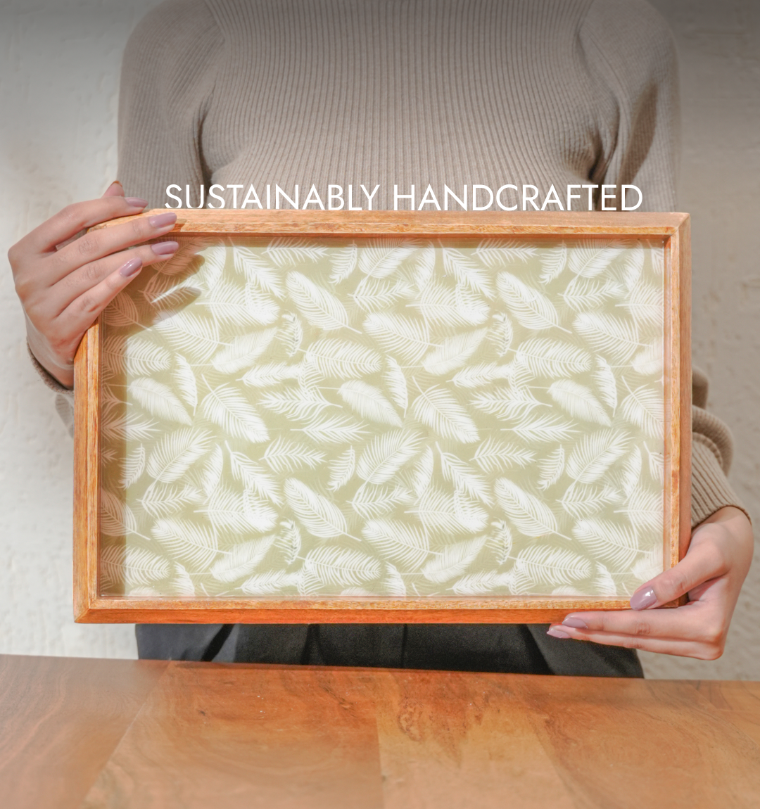 SageNest Inlaid Wooden Tray