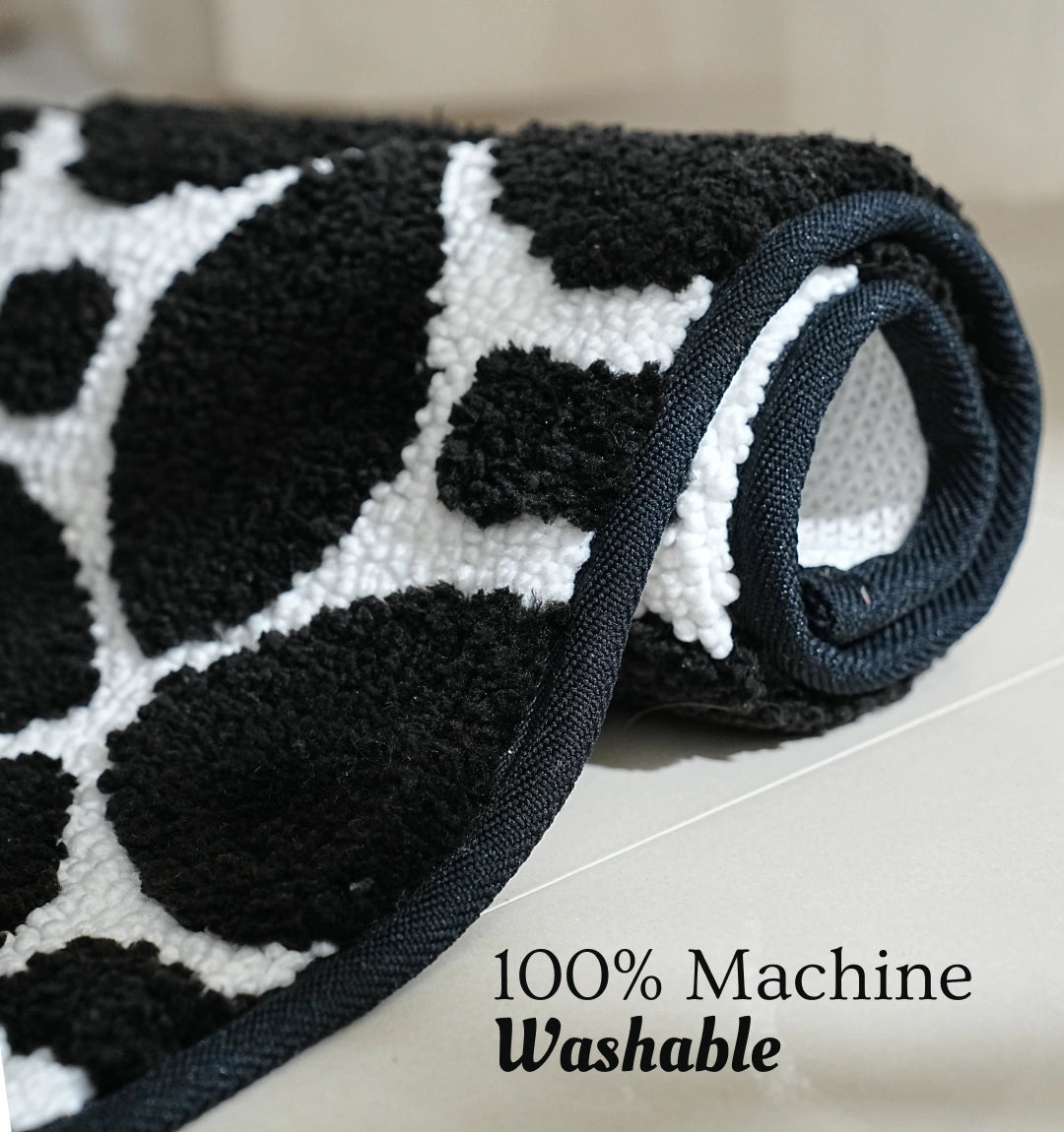 Knitted Geo Luxe Bathmat - Obsidian Noir