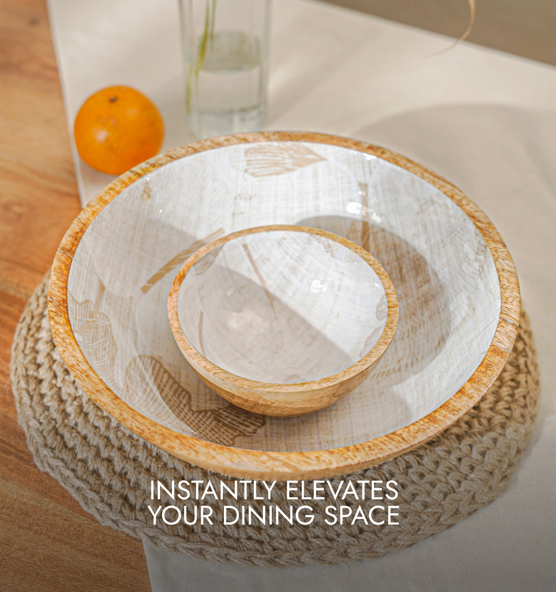 Ivoryglow Inlaid Wooden Bowl Set