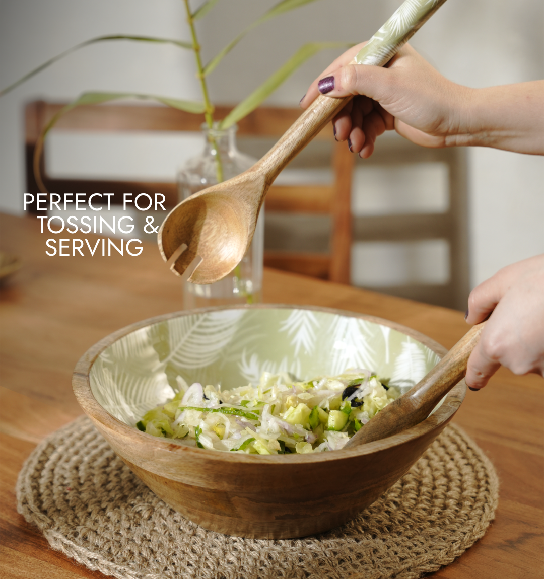 Sagenest Enameled Wooden Salad Spoon - Set of 2