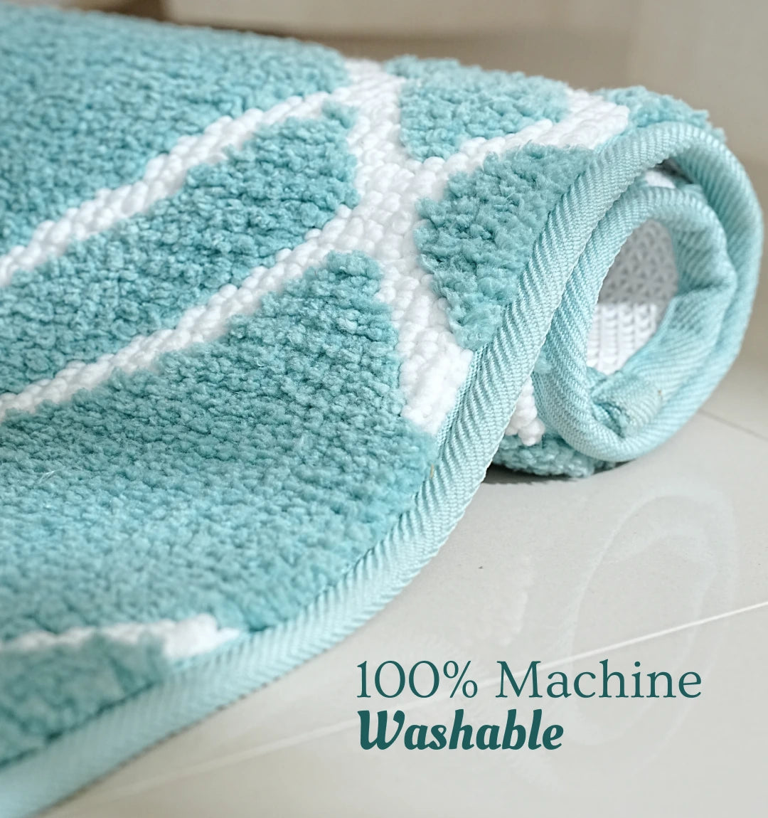Knitted Geo Diamond Bathmat - Arctic Teal
