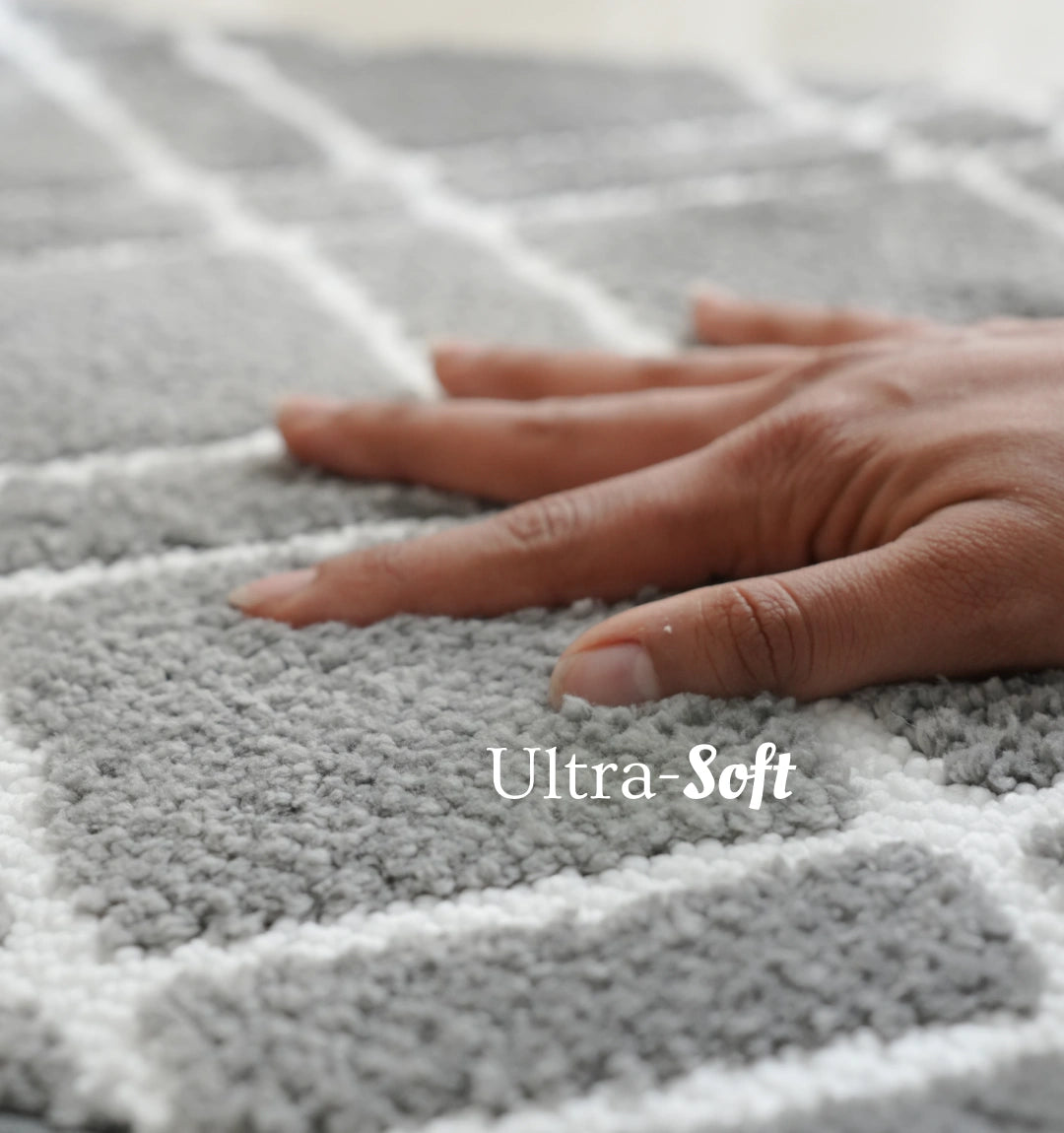 Knitted Geo Diamond Bathmat - Slate Grey