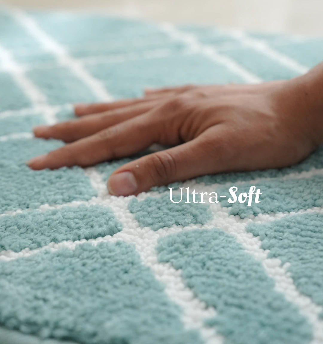 Knitted Geo Diamond Bathmat - Arctic Teal