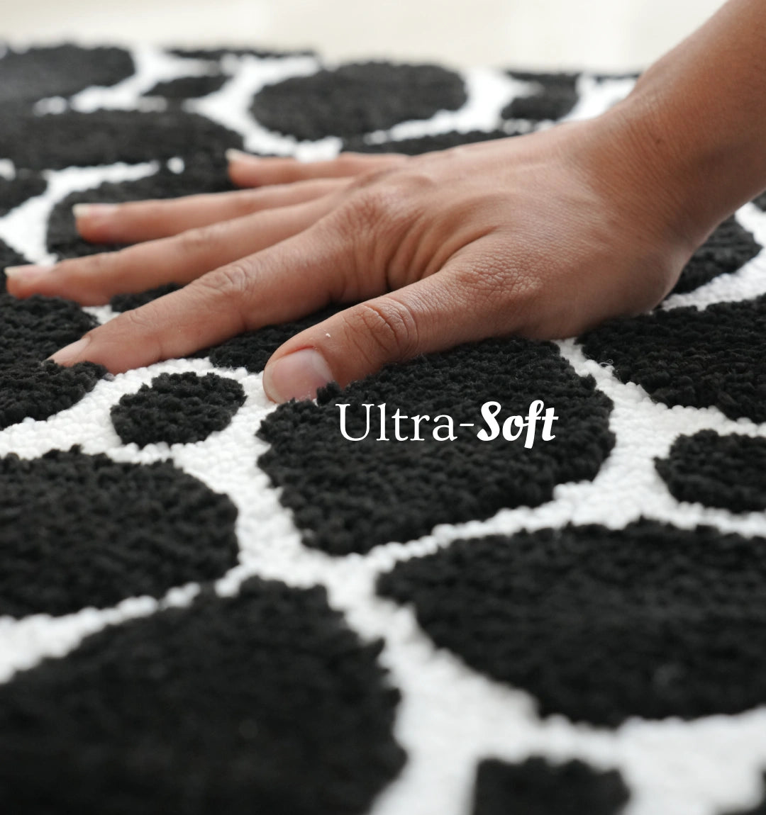 Knitted Geo Luxe Bathmat - Obsidian Noir