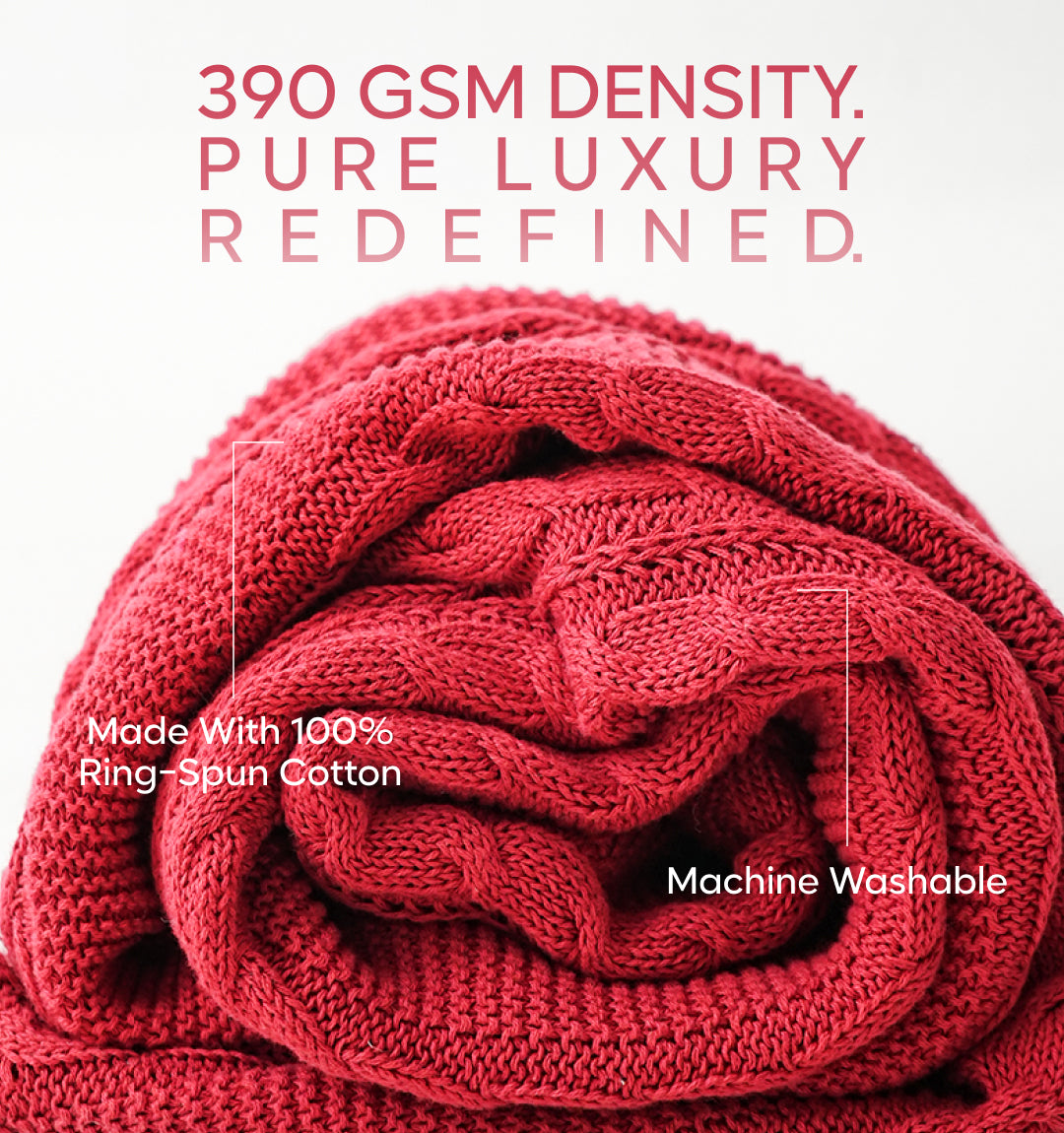 Paudha’s Exquisite Windsor Luxe All-Season Breathable 100% Cotton Knitted Sofa Throw - Rustic Flame