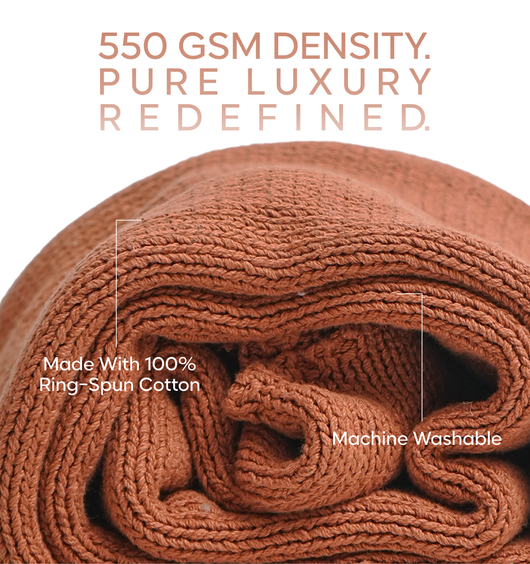 Paudha’s Exquisite All-Season Stripped Breathable 100% Cotton Knitted Sofa Throw - Cinnamon Blaze