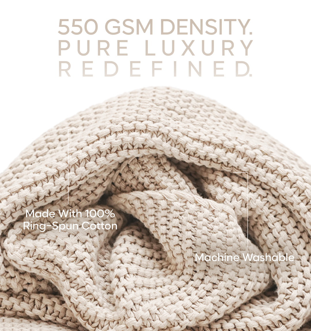 Paudha’s Exquisite All-Season Wavy Breathable Knitted Sofa Throw - Celestial White
