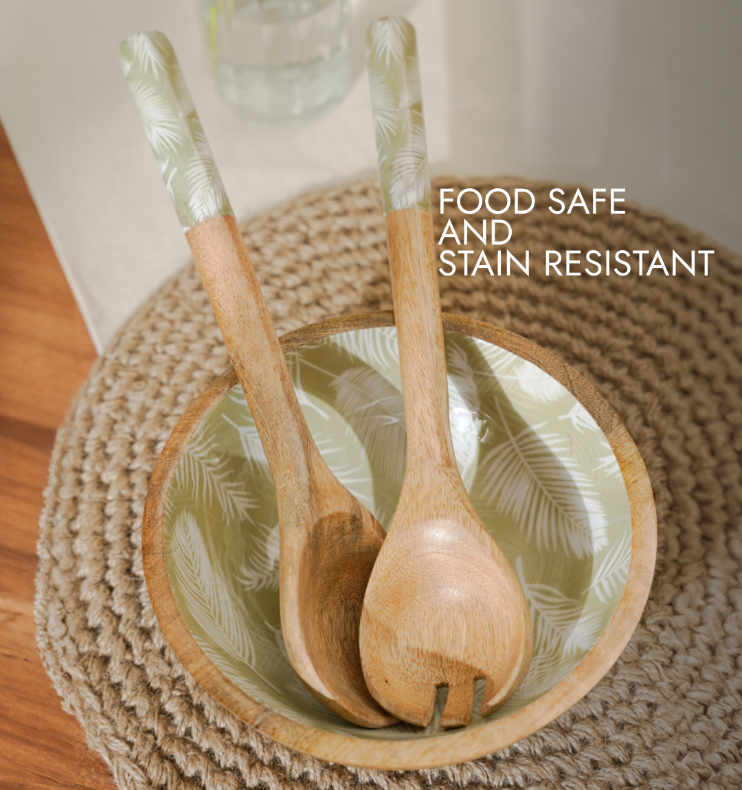 Sagenest Enameled Wooden Salad Spoon - Set of 2