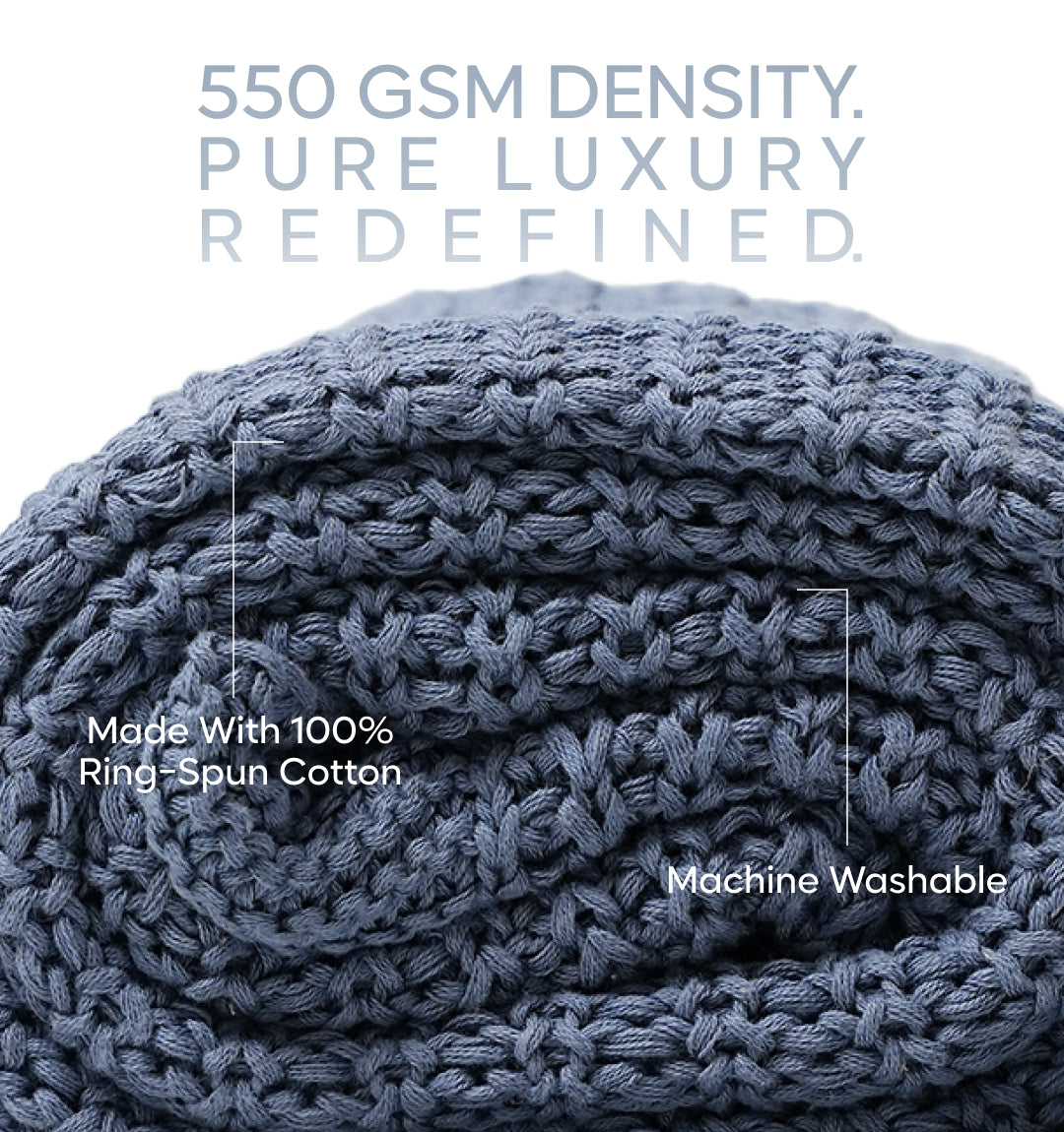 Paudha’s Exquisite All-Season Breathable 100% Cotton Knitted Sofa Throw – Twilight Slate