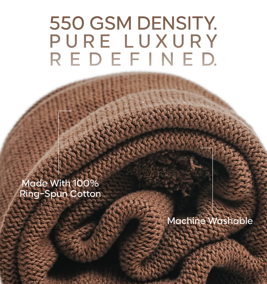 Paudha’s Exquisite All-Season Stripped Breathable 100% Cotton Knitted Sofa Throw - Deep Chestnut