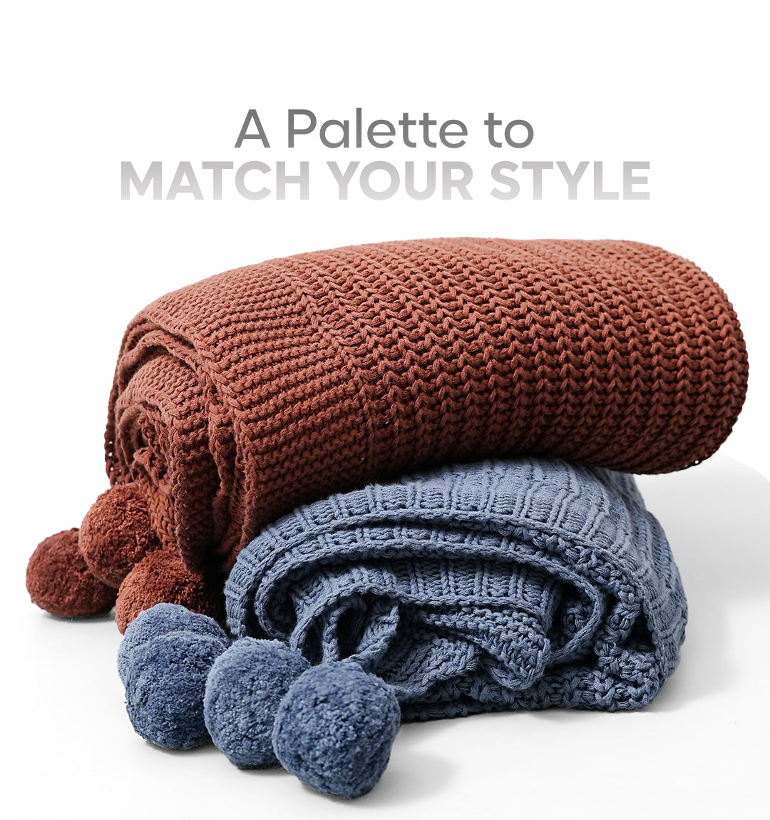 Paudha’s Exquisite All-Season Breathable 100% Cotton Knitted Sofa Throw – Twilight Slate