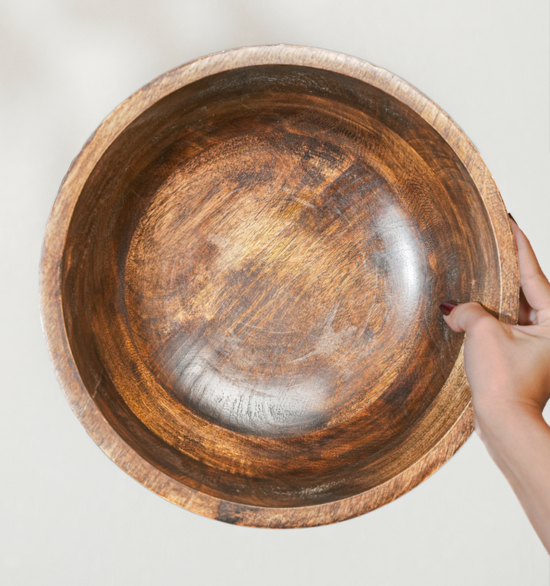 Verdant Striped Wooden Salad Bowl - With 2 Forks