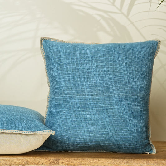 Paudha’s Handcrafted Embroidered Slub Cotton Cushion Cover – Clay Mirage
