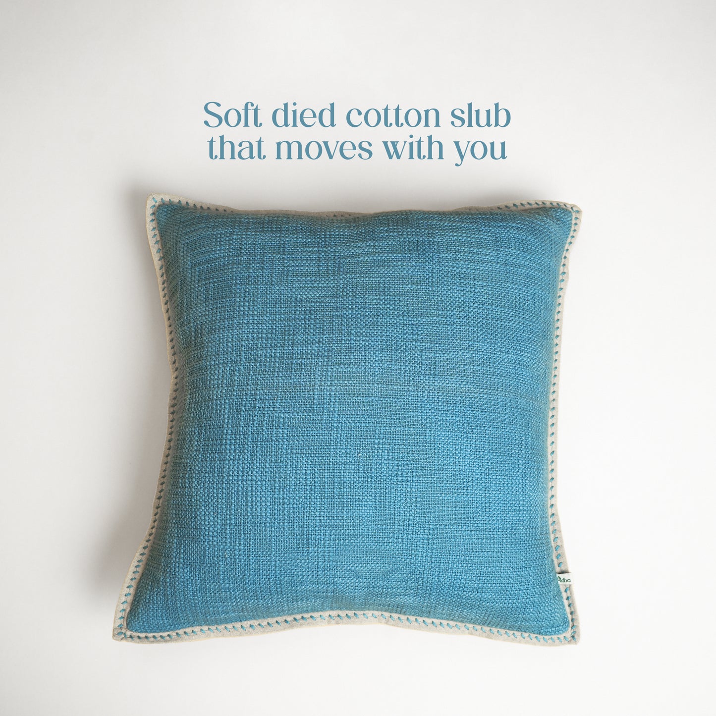 Paudha’s Handcrafted Embroidered Slub Cotton Cushion Cover – Clay Mirage