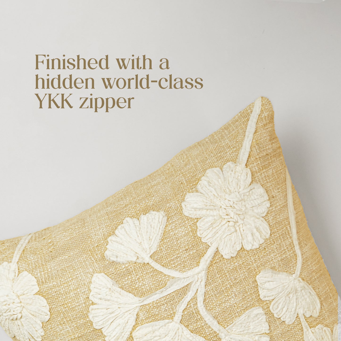 Paudha’s Handcrafted Appliqued Cotton Cushion Cover – Vanilla Fleur