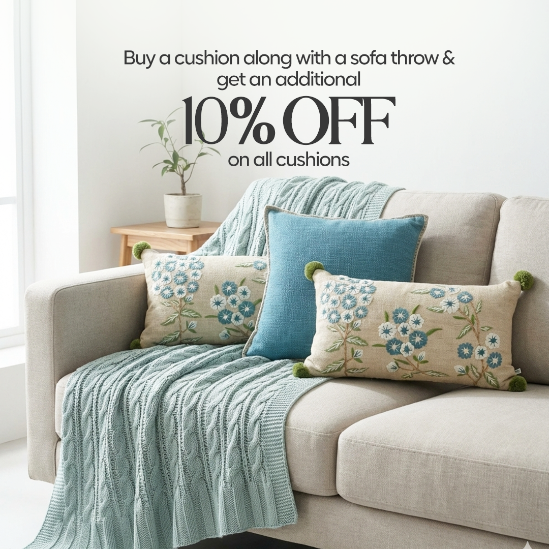 Paudha’s Exquisite Windsor Luxe All-Season Breathable 100% Cotton Knitted Sofa Throw - Icy Lace
