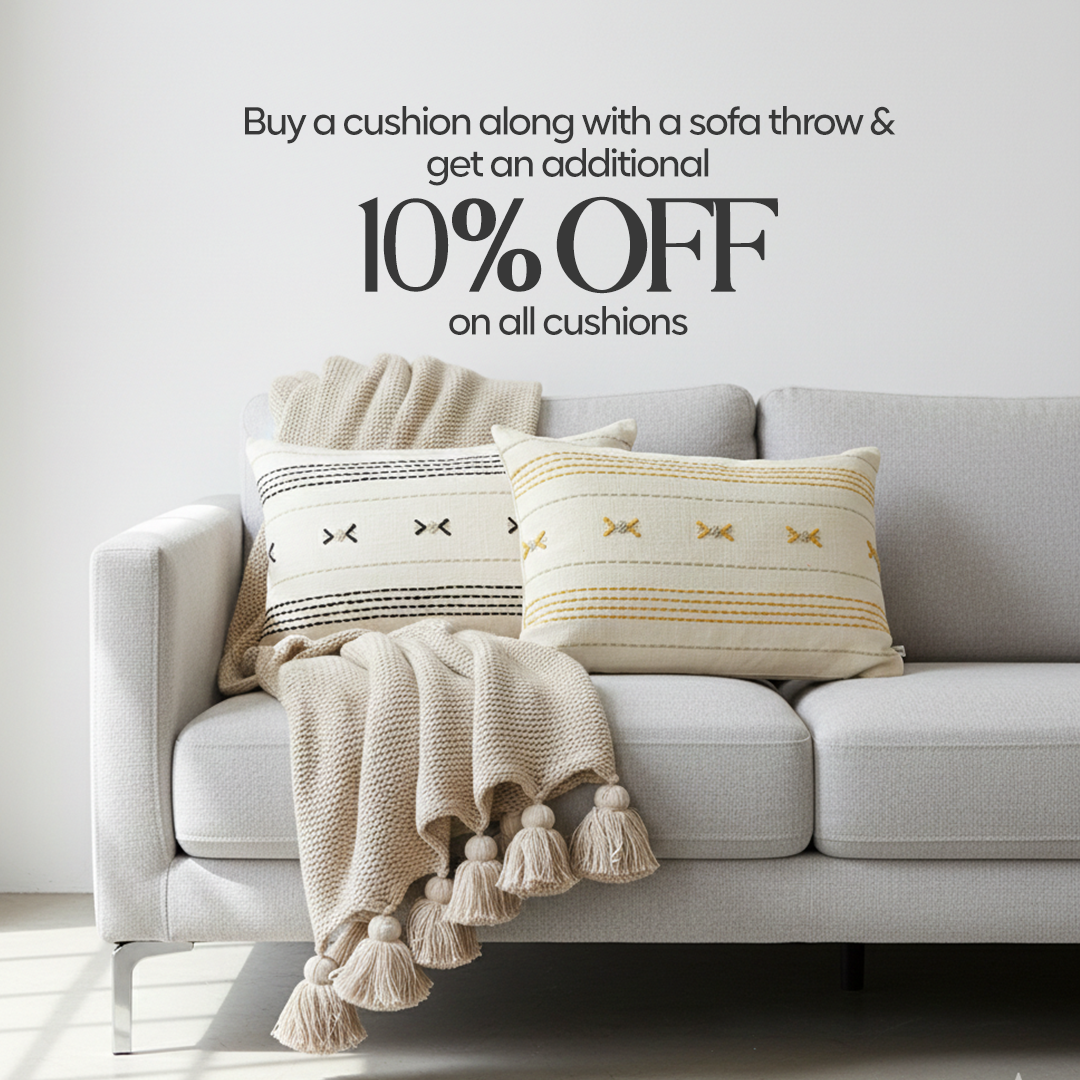 Paudha’s Exquisite All-Season Strip Breathable 100% Cotton Knitted Sofa Throw - Ivory Cloud