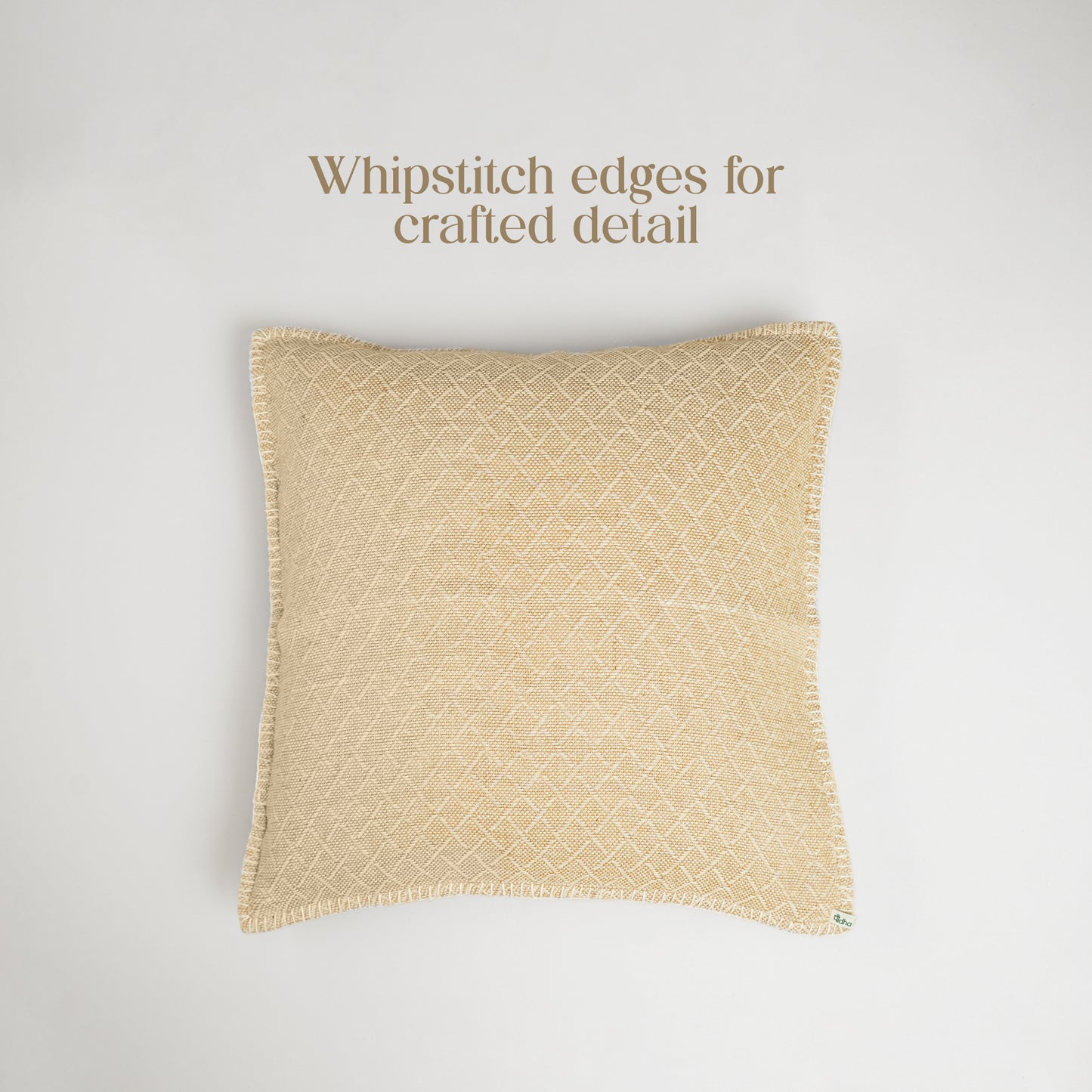 Paudha’s Handcrafted Jacquard Cotton Cushion Cover – Sunlit Ivory