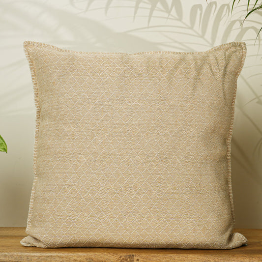 Paudha’s Handcrafted Jacquard Cotton Cushion Cover – Sunlit Ivory