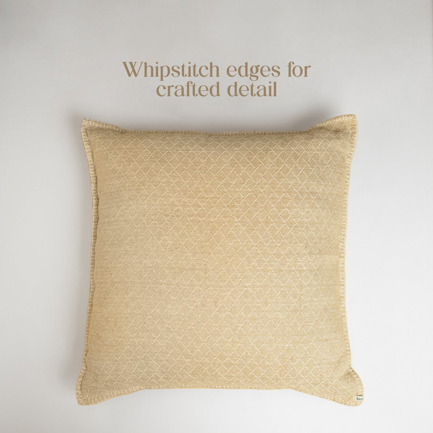 Paudha’s Handcrafted Jacquard Cotton Cushion Cover – Sunlit Ivory