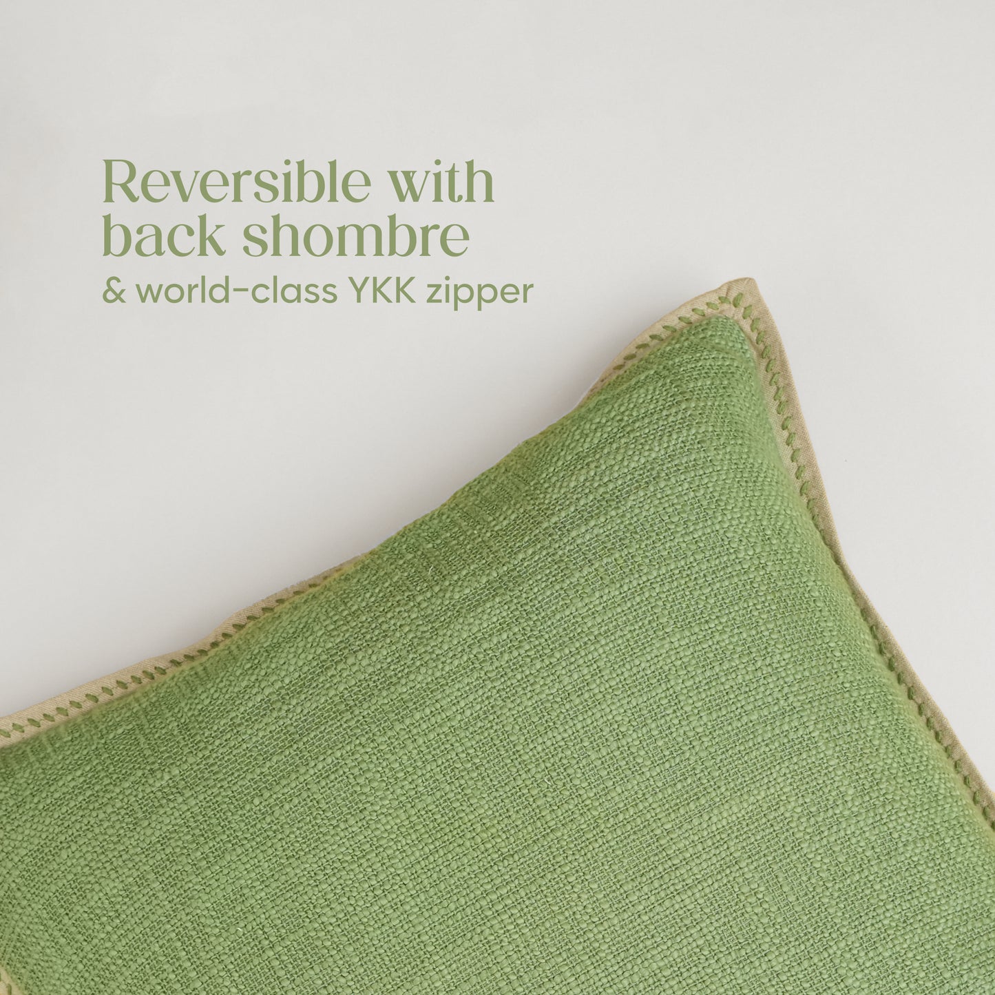 Paudha’s Handcrafted Embroidered Slub Cotton Cushion Cover – Eucalyptus Soft