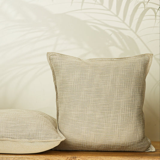 Paudha’s Handcrafted Embroidered Slub Cotton Cushion Cover – Coastal Dusk