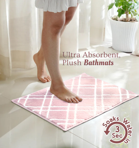 Knitted Geo Diamond Bathmat - Blush Quartz