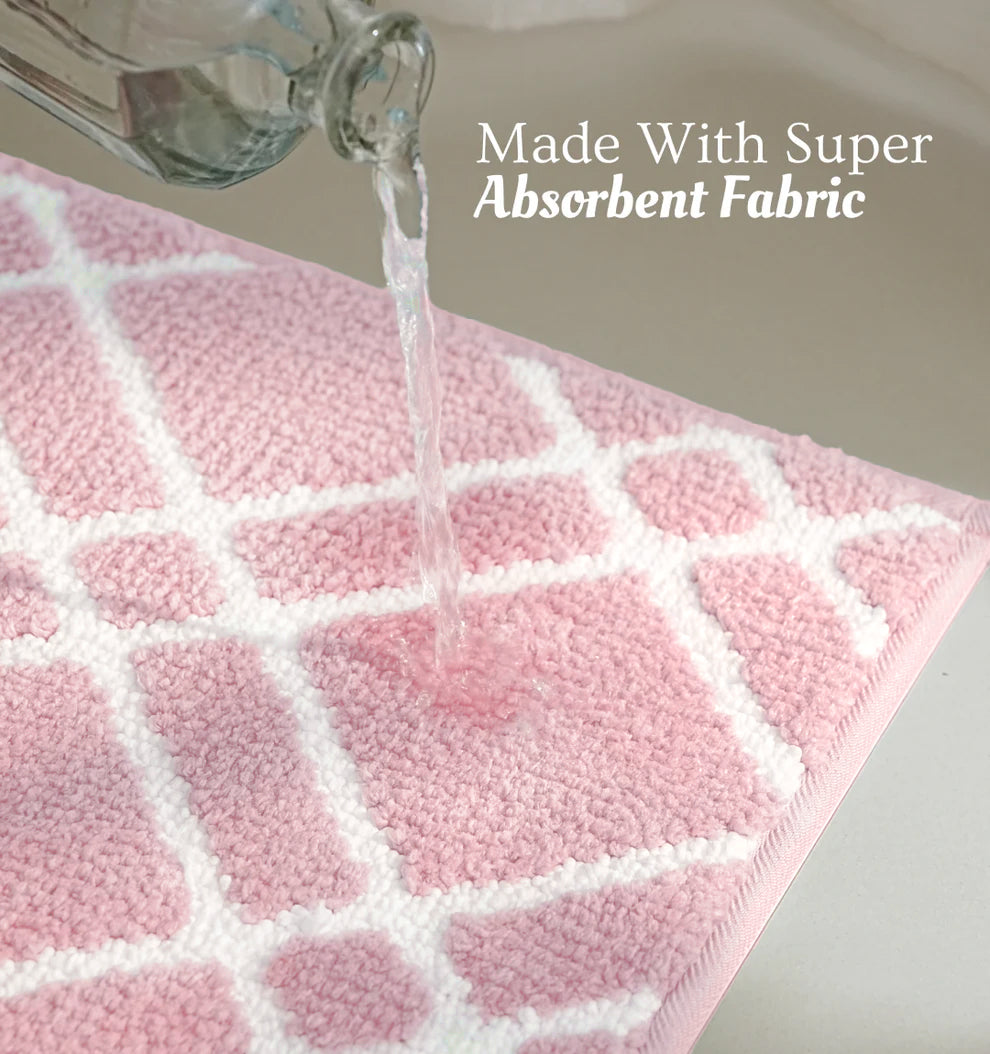 Knitted Geo Diamond Bathmat - Blush Quartz