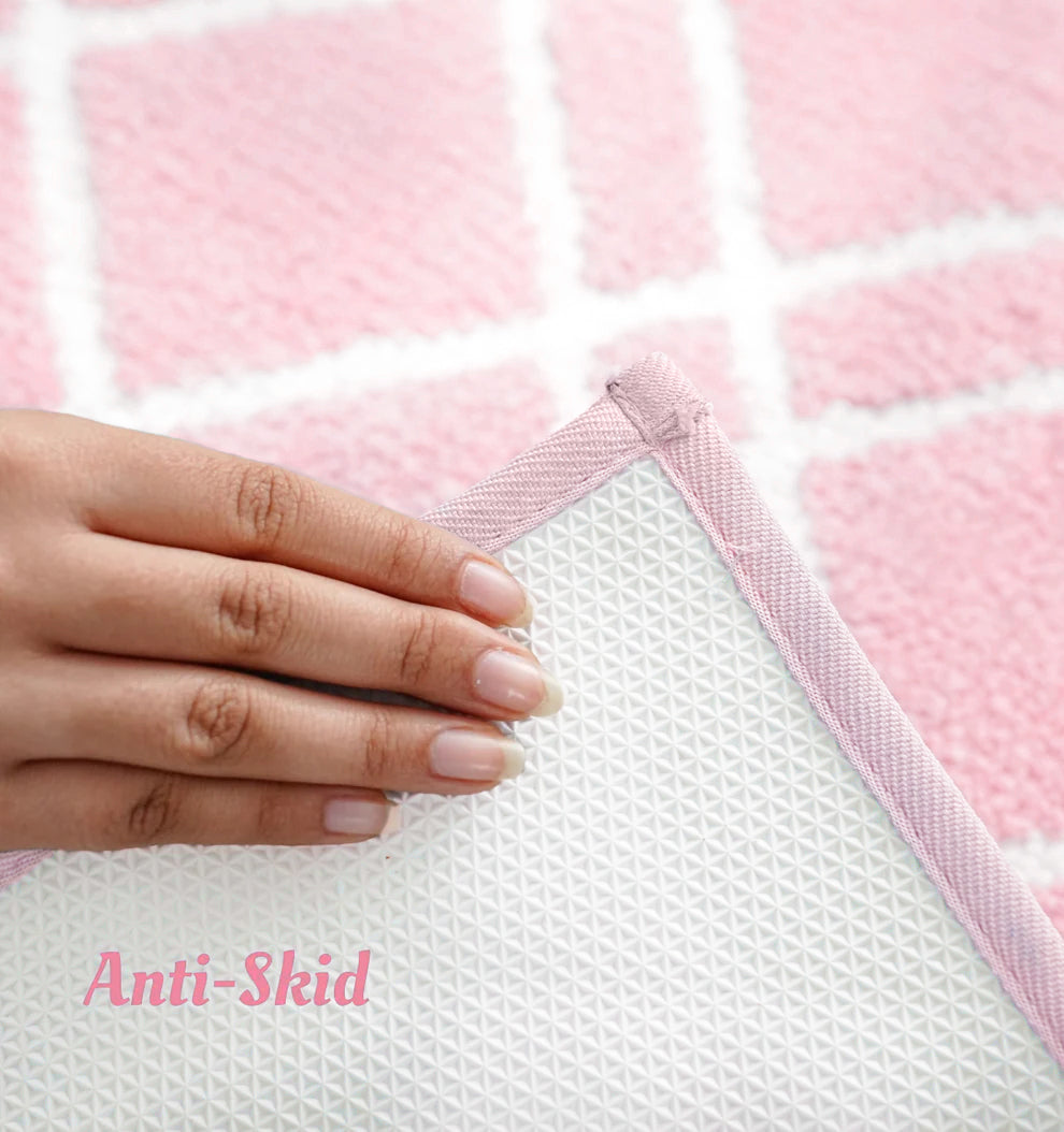 Knitted Geo Diamond Bathmat - Blush Quartz