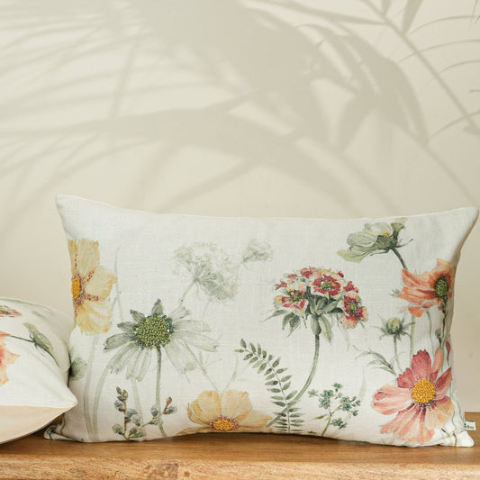 Paudha’s Handcrafted Embroidered Cotton Rectangular Cushion Cover – Painted Fern